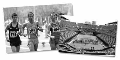 左圖:5月10日,遼寧隊(duì)選手耿志耀(左一)在十二運(yùn)男子50公里競(jìng)走比賽中。 　　新華社記者 李 鋼攝 　　右圖:6月10日,十二運(yùn)網(wǎng)球團(tuán)體賽在大連正式開拍,部分比賽遭遇了“零觀眾”的尷尬場(chǎng)面。 　　人民視覺