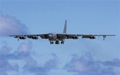 美軍B-52戰(zhàn)略轟炸機。其為韓三大核保護(hù)傘之一。