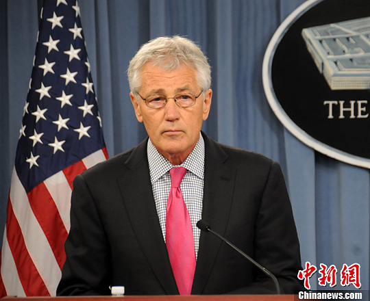 資料圖:華盛頓時(shí)間4月29日,美國(guó)防長(zhǎng)哈格爾與到訪的日本防衛(wèi)大臣小野寺五典舉行會(huì)晤。中新社發(fā) 德永健 攝