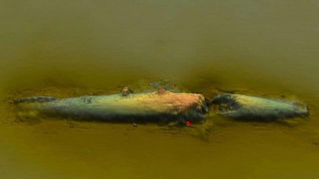 圖為U-78潛艇的聲納掃描圖。