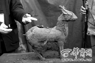 一件似羊似鹿的犧尊華麗亮相，可愛的造型“萌翻”現(xiàn)場(chǎng)。