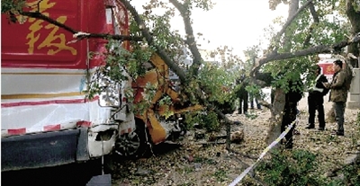 鄭州街頭大卡車(chē)"發(fā)飆"擠傷5輛車(chē)