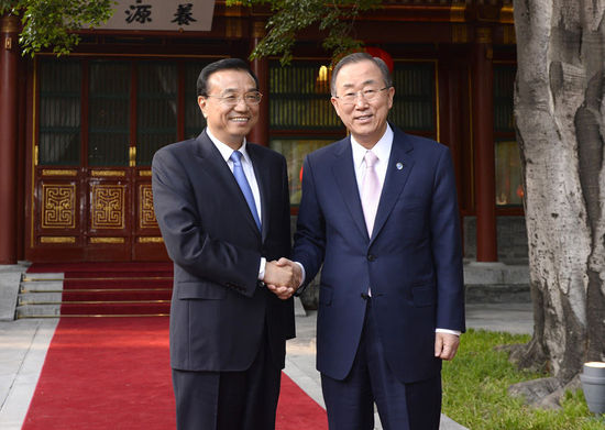 國務(wù)院李克強會見聯(lián)合國秘書長潘基文