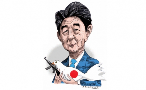 倍晉三在主題演講中拋出了一個刺耳的新概念,即“新日本人”。 倍晉三在主題演講中拋出了一個刺耳的新概念,即“新日本人”。