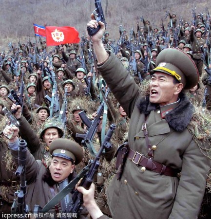 　朝鮮人民軍士兵戰(zhàn)意高昂。